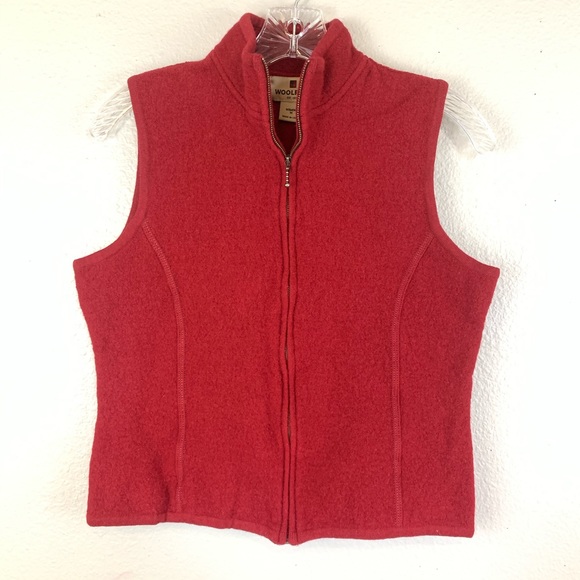 Woolrich 100% Wool Ruby Red Zip Up Vest - Picture 1 of 9